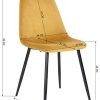 419CwvlIeL._AC_.jpg Furnish 1 Lot de 4 Chaises Scandinave Fauteuil Industriel Velours Jaune Pied Métal Salle à Manger Cuisine Salon Bureau Chambre Travail à Distance Chaise de Bureau