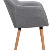 WOLTU Chaises de Salle à Manger Gris Clair Lot de 6 Chaise de Cuisine/Loisirs Assise en Lin et Pieds en Bois Massif,BH94hgr-6