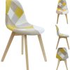 HOME DECO FACTORY Lot de 2 Chaises Patchwork, Hêtre, Jaune, 58x86,5x47 cm