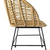 Kosmi - Fauteuil Style Nature Aspect rotin en résine tressée et Pieds en métal Noir