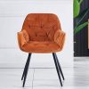 JYMTOM Chaise de salle à manger en velours épais avec siège rembourré Bar, salon Chaise d’angle avec pieds en métal, accoudoirs et dossier, orange