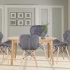 Injoy Life Lot de 4 chaises de salle à manger modernes avec pieds en bois massif, style rétro, en tissu de lin pour salon, salle à manger, chambre à coucher, bureau, café