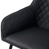 Lot de 2 chaises de salon, salle à manger en PU - Couleur au choix - Design rétro - Chaise avec dossier - Pieds en métal - Noir