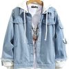 Femme Blousons Attack on Titan Unisexe Hoodies Denim Veste Manteau Sweat à Capuche CosplayCostume