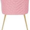 WOLTU 1 Chaise de Salle à Manger Chaise de Cuisine Chaise Salon en Velours,Fauteuil Chaise Pieds en métal doré,Rose BH271rs-1