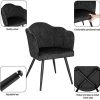 WOLTU BH313dgr-1 1 pièce Chaise de Salle à Manger en Velours avec Dossier en Pétale et Pieds en Métalliques Fauteuil Relaxant Chaise de Réception Gris Foncé