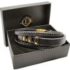 41GWkHDdooL._AC_.jpg Générique 51 Lilo's/Bracelet en Cuir Véritable Tressé Aimanté Multi Tissé et Acier Inoxydable Noir et Doré Couleur Or | Bijoux de Poignet Elégant | Idée Cadeau Jeune Homme Coffret Anniversaire