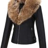 Geschallino Veste en Cuir PU Femme, Veste avec Poches Zippées, Floral Veste Courte pour Automne, Printemps