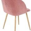 EGGREE Chaises Salle à Manger en Tissu Velours Rétro Fauteuil Rembourré Scandinaves,Pieds en Métal,Rose