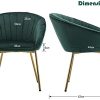 chairus Chaise Fauteuil en Velours avec Pieds en Métal Moderne Chaises de Salle à Manger pour Chamber Salon (Vert)