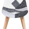 Lot de 4 Chaise Patchwork Design Rétro,Chaises de Salle à Manger rembourrées avec Pieds en hêtre,Convient pour Salle à Manger Restaurant Salon(Gris)