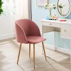 FATI Chaise de Salle à Manger Chaise de Bureau Fauteuils en Velours, Pieds en Métal (Rose, 1)