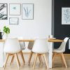 VADIM Chaise Blanche Scandinave Lot de 4, Chaises Salle a Manger avec Pieds en Bois Massif pour Salon, Salle à Manger, Cuisine,Bureau