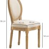 41KWgWNh56L._AC_.jpg HOMCOM Lot de 2 chaises de Salle à Manger - Chaise de Salon médaillon Style Louis XVI - Bois Massif sculpté, patiné - Aspect Lin Beige