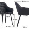 Lot de 2 chaises de salon, salle à manger en PU - Couleur au choix - Design rétro - Chaise avec dossier - Pieds en métal - Noir