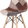 EGOONM Lot de 6 Chaise de Salle à Manger Multicolor Patchwork,Chaises en Tissu de Lin Loisirs Salon,Chaises avec Dossier à Coussin Souple (Marron-6)