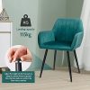 41M2MFTsffL._AC_.jpg Lot de 2 chaises de salle à manger en velours - Avec accoudoirs et pieds en métal - Pour la salle à manger, le salon, la chambre à coucher - Charge maximale : 115 kg - Vert