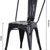 Lot de 4 Chaise de Salle à Manger rétro, Chaise de Style Industriel, Chaise de Restaurant Chaise Bistro (Noir-4 chaises)