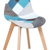 BenyLed Lot de 8 Chaises de Salle à Manger Chaises Patchwork Colorées avec Pieds en Bois Chaise Longue Scandinave (Bleu-8pcs)