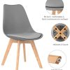 Lot de 6 Chaises de Salle à Manger en Chêne - Chaise Scandinave avec Rembourrée Confort Ergonomique Design Rétro - Chaise de Bureau Cuisine Pieds de chêne - Gris
