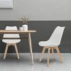 Lot de 4 chaises tulipe de salle à manger, cuisine, bar, assise avec pieds en bois de hêtre, bureau, blanc