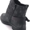 Angkorly - Chaussure Mode Bottine Motard Effet Vieilli Couverte Femme clouté tressé Boucle Talon Bloc 3.5 CM
