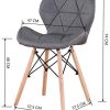 Lot de 4 chaises de salle à manger de style rétro en tissu de lin avec dossier doux et assise rembourrée