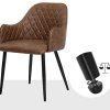 SONGMICS Lot de 2 Chaise de Salle à Manger, Fauteuil, Siège Moderne rembourrée, avec Dossier, revêtement en PU Vintage, Charge 110 kg, pour Salle à Manger, Marron LDC085K02