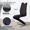 Lot de 2 chaises de salle à manger modernes rembourrées en cuir synthétique avec cadre en métal - Charge de 330 lb - Facile à nettoyer - Noir