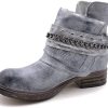Angkorly - Chaussure Mode Bottine Motard Couverte Femme Boucle lanière tressé Talon Bloc 3.5 CM - Intérieur Légèrement Fourrée