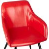 TecTake 800877 Lot de 2 Chaises de Salle à Manger en Simili Cuir Scandinave Pieds en Acier Noirs Élégant avec Accoudoirs – Diverses Couleurs (Rouge)