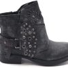 Angkorly - Chaussure Mode Bottine Motard Effet Vieilli Couverte Femme clouté tressé Boucle Talon Bloc 3.5 CM