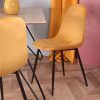 41RSVs9TJOL._AC_.jpg Furnish 1 Lot de 4 Chaises Scandinave Fauteuil Industriel Velours Jaune Pied Métal Salle à Manger Cuisine Salon Bureau Chambre Travail à Distance Chaise de Bureau