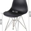 Lot de 4 chaises de salle à manger modernes de style européen avec pieds en bois et peinture respectueuse de l'environnement, noir, blanc (noir)