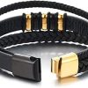41SeLS-vknL._AC_.jpg Générique 51 Lilo's/Bracelet en Cuir Véritable Tressé Aimanté Multi Tissé et Acier Inoxydable Noir et Doré Couleur Or | Bijoux de Poignet Elégant | Idée Cadeau Jeune Homme Coffret Anniversaire