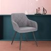 EUGAD Lot de 6 Chaises Salle à Manger Design Rétro Assise en Lin Pieds en Métal Gris Clair Chaises de Cuisine 0641BY-6