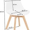 Lot de 4 chaises tulipe de salle à manger, cuisine, bar, assise avec pieds en bois de hêtre, bureau, blanc