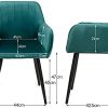 41Y0dj9Og0L._AC_.jpg Lot de 2 chaises de salle à manger en velours - Avec accoudoirs et pieds en métal - Pour la salle à manger, le salon, la chambre à coucher - Charge maximale : 115 kg - Vert