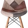 EGOONM Lot de 6 Chaise de Salle à Manger Multicolor Patchwork,Chaises en Tissu de Lin Loisirs Salon,Chaises avec Dossier à Coussin Souple (Marron-6)