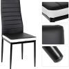 Flyelf Lot de 2 Chaises de Salle à Manger, Dossier Haut Siège Large, Meubles de Salle à Manger de Cuisine, Cuir + Acier Inoxydable (Noir-Blanc, 2)