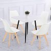 Lot de 4 chaises tulipe de salle à manger, cuisine, bar, assise avec pieds en bois de hêtre, bureau, blanc