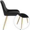 Lestarain Lot de 2 Chaises de Salle à Manger avec Dossier Chaise de Cuisine Rétro Chaise de Salon Assise en Velours et Pieds en Métal,Noir