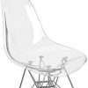 Lot de 4 Ghost Chaises en Polycarbonate, Acier pour Salle à Manger, Salon, Bureau, 40 x 46 x 86 cm, Transparent