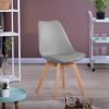 H.J WeDoo Chaises Salle à Manger Lot de 8 Chaises Scandinaves, Chaise Design Rembourrée Chaises de Cuisine, Pieds en Bois de Hêtre Massif, Gris