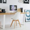 VADIM Chaise Blanche Scandinave Lot de 4, Chaises Salle a Manger avec Pieds en Bois Massif pour Salon, Salle à Manger, Cuisine,Bureau