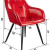 TecTake 800877 Lot de 2 Chaises de Salle à Manger en Simili Cuir Scandinave Pieds en Acier Noirs Élégant avec Accoudoirs – Diverses Couleurs (Rouge)