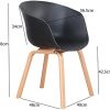 GrandCA HOME Chaises de Style Nordique Lot de 4,chaises de Salle à Manger Fauteuils avec Pieds en Bois Massif,Chaise de Salon Chaise de Cuisine Chaise de Bureau (Noir)