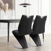 Lot de 2 chaises de salle à manger modernes rembourrées en cuir synthétique avec cadre en métal - Charge de 330 lb - Facile à nettoyer - Noir