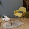 41iIHBlxfMS._AC_.jpg MEUBLE COSY Fauteuil Salon, revêtement en tissu jaune et pied en métal imitation bois, Chaise de Bureau Ergonomique, Chaise de Salle à Manger Capitonnée
