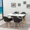 BenyLed Lot de 4 Chaise de Salle à Manger, Fauteuil de Chaise Latérale Design Rétro avec Jambe de Bois de Hêtre Massif pour Cuisine, Salon, Salle D'étude, Café, etc, Noir